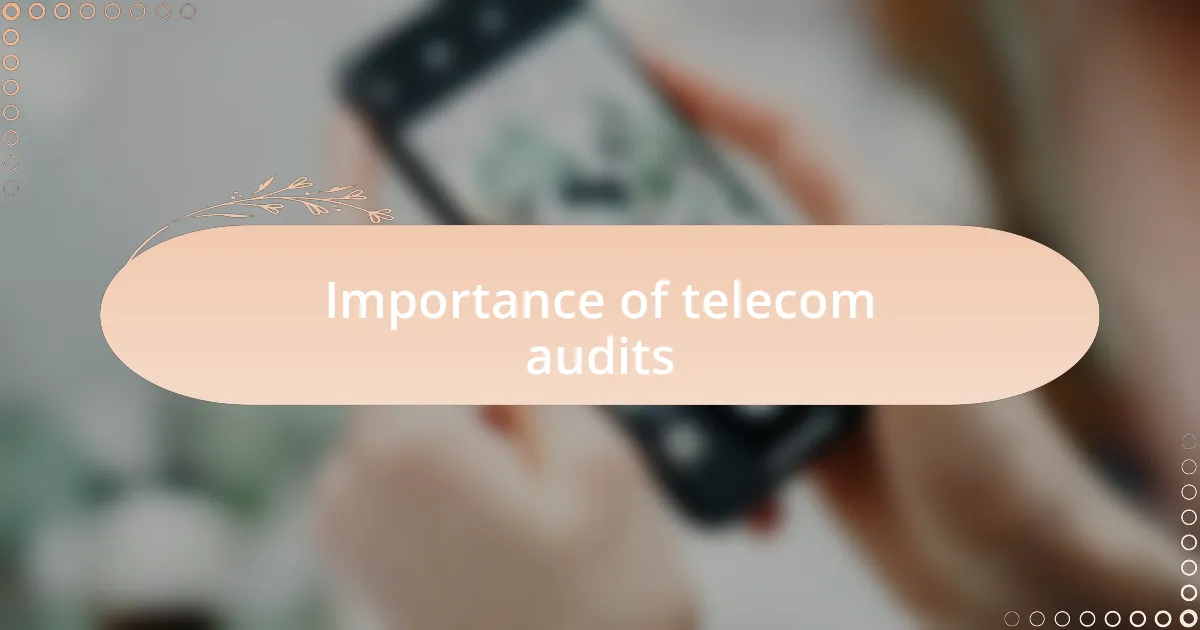 Importance of telecom audits